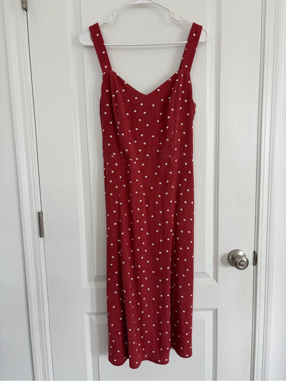 Market & Spruce Burgundy Polka Dot Midi Dress